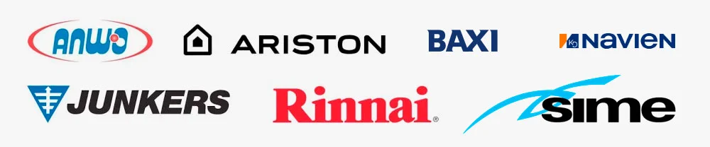 Anwo, Ariston, Baxi, KD Navien, Junkers, Rinnai, Sime